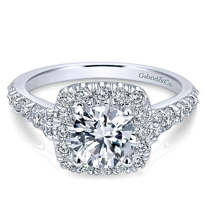 Gabriel & Co. 14k White Gold Graduating Pave Diamond Round Halo Ring ER10287W44JJ