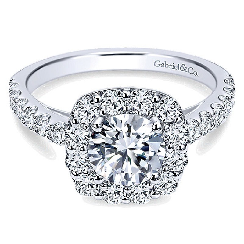 Gabriel & Co. 14k White Gold Pave Diamond Halo Ring ER7480W44JJ