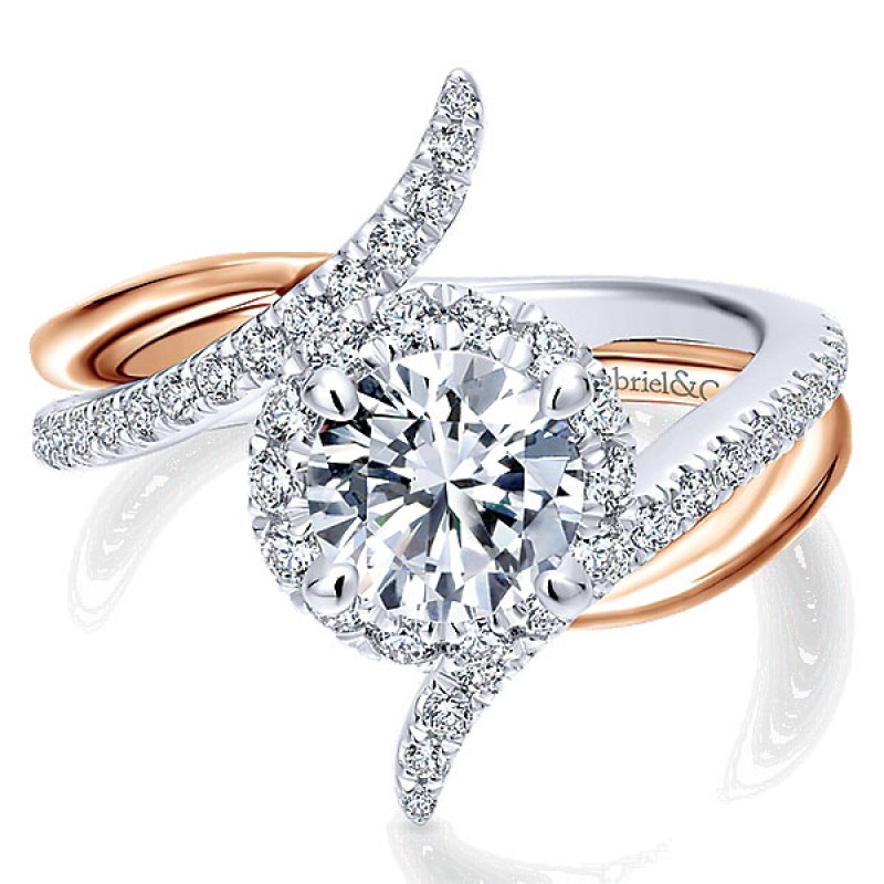 Gabriel & Co. 14k 14k Rose Gold; 14k White Gold Diamond Halo Ring ER12758R4T44JJ