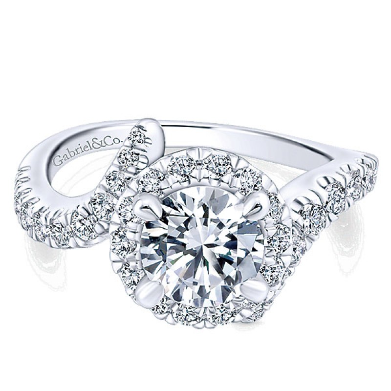 Gabriel & Co. 14k 14k Rose Gold; 14k White Gold Diamond Halo Ring ER12759R4T44JJ