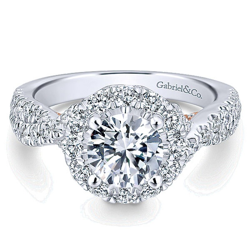 Gabriel & Co. 14k 14k Rose Gold; 14k White Gold Diamond Halo Ring ER12822R4T44JJ