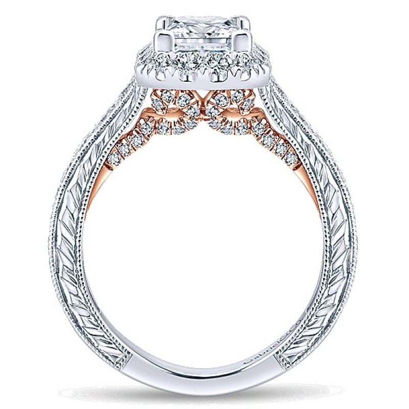Gabriel & Co. 14k 14k Rose Gold; 14k White Gold Diamond Halo Ring ER12826S4T44JJ