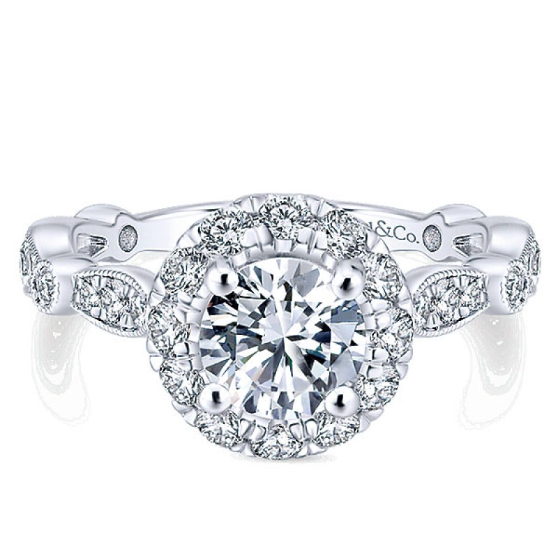 Gabriel & Co. 14k 14k Rose Gold; 14k White Gold Diamond Halo Ring ER12833R4T44JJ
