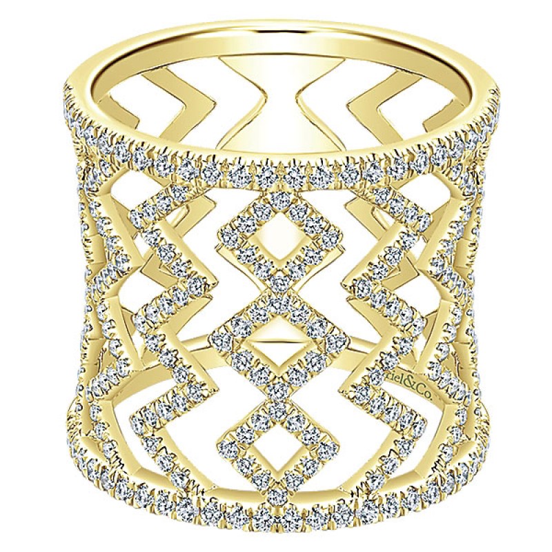 Gabriel & Co. 14k Yellow Gold Diamond Wide Band LR51127Y45JJ