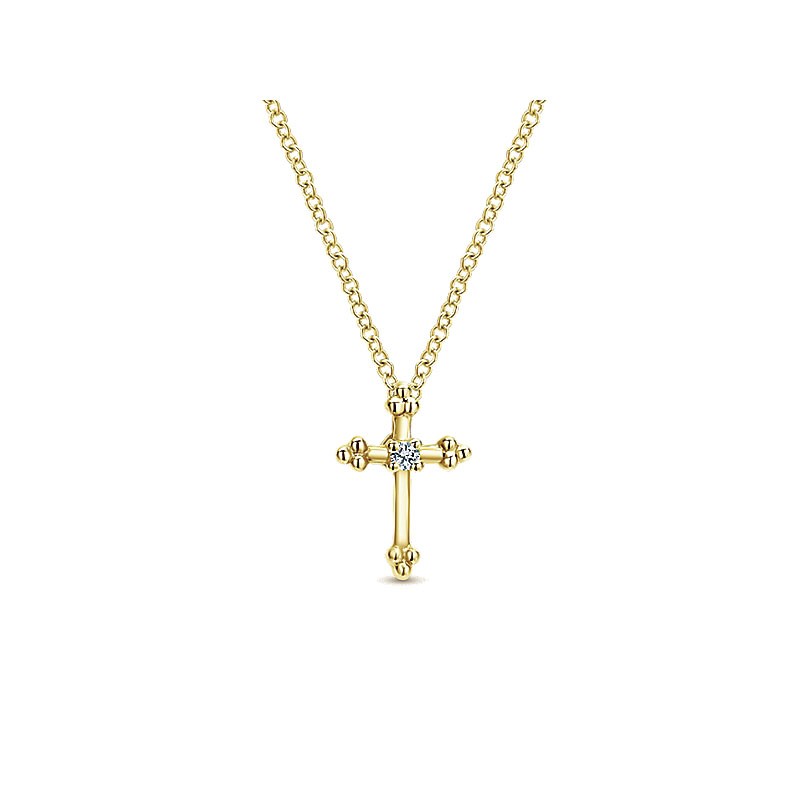 Gaby Necklace 14k Yellow Gold Diamond Cross