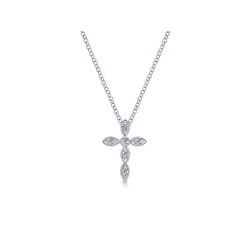 Gaby Necklace 14k White Gold Diamond Cross