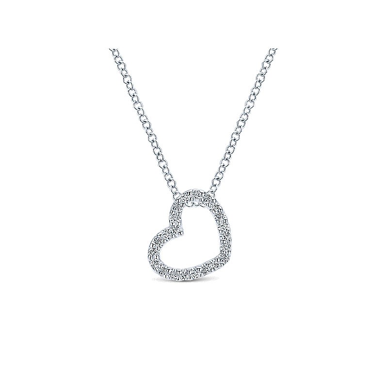 Gaby Necklace 14k White Gold Diamond Heart