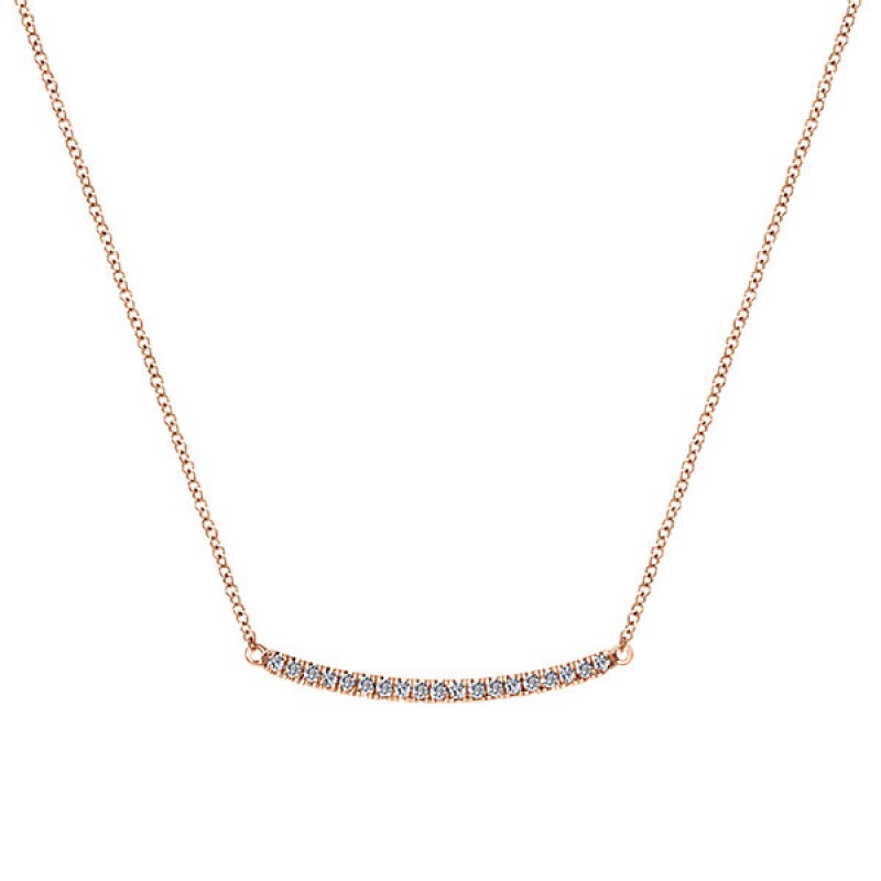 14k Pink Gold Diamond Bar Necklace