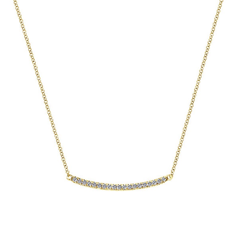 14k Yellow Gold Diamond Bar Necklace