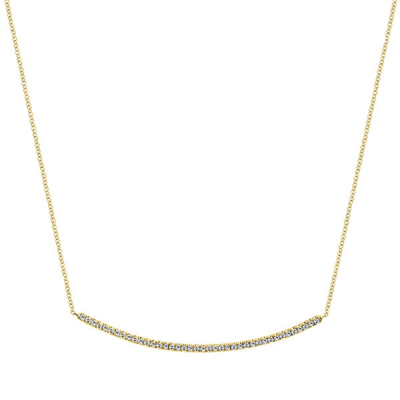14k Yellow Gold Diamond Bar Necklace