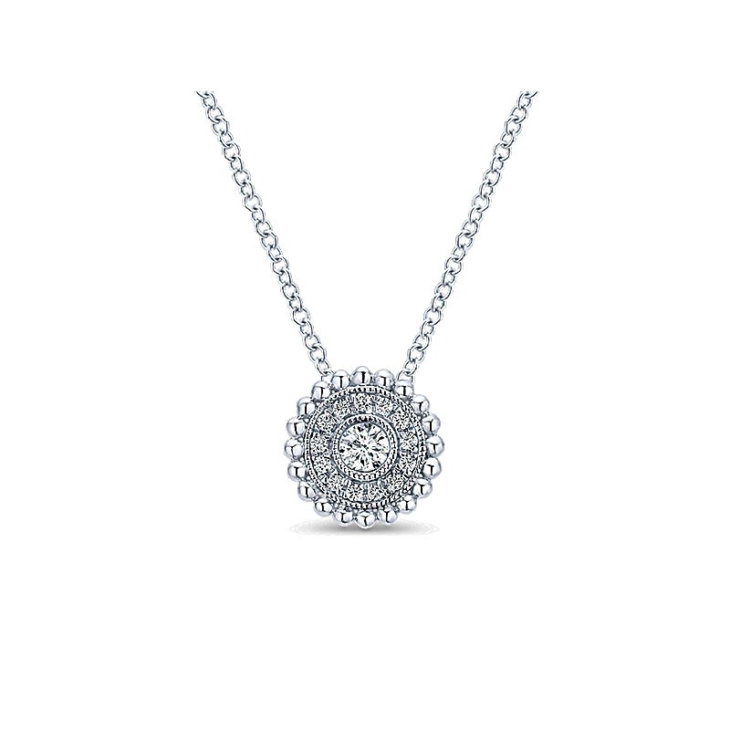 Sweet Petite Fashion Necklace in 14k White Gold Diamond 