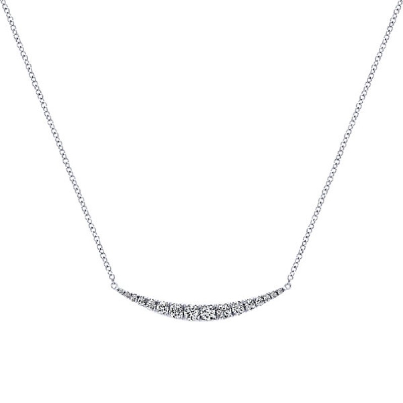 14k White Gold Diamond Bar Necklace