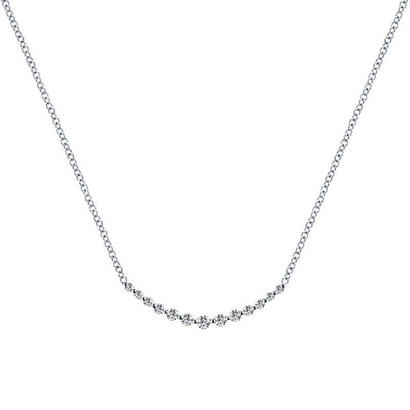 14k White Gold Diamond Bar Necklace