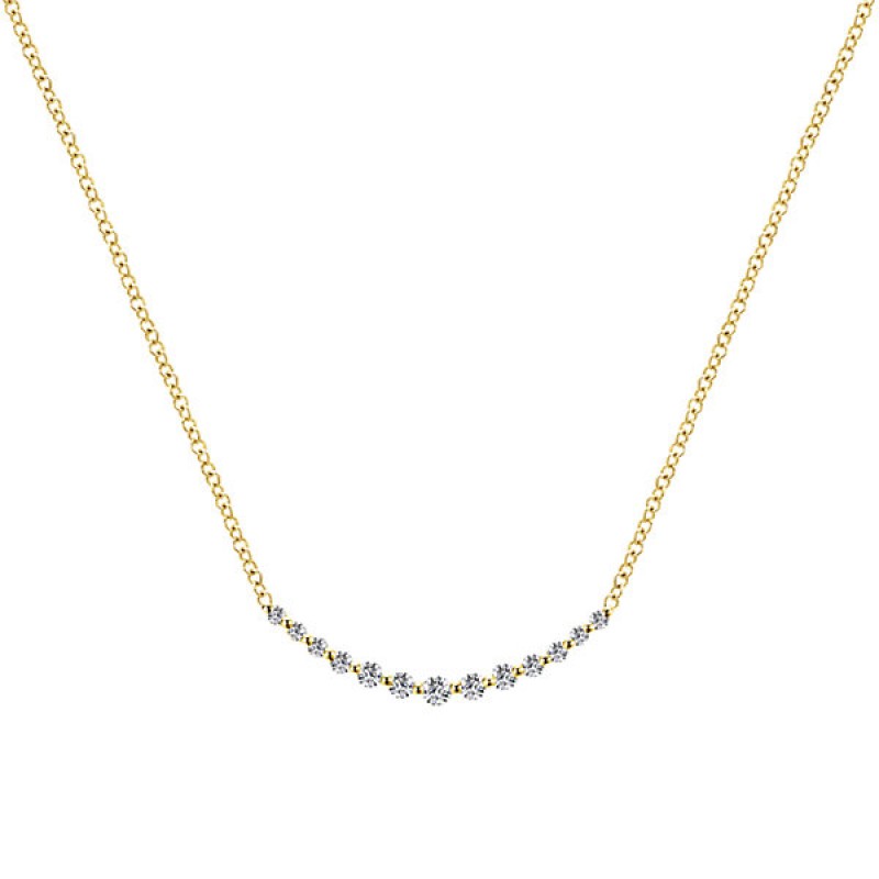 14k Yellow Gold Diamond Bar Necklace
