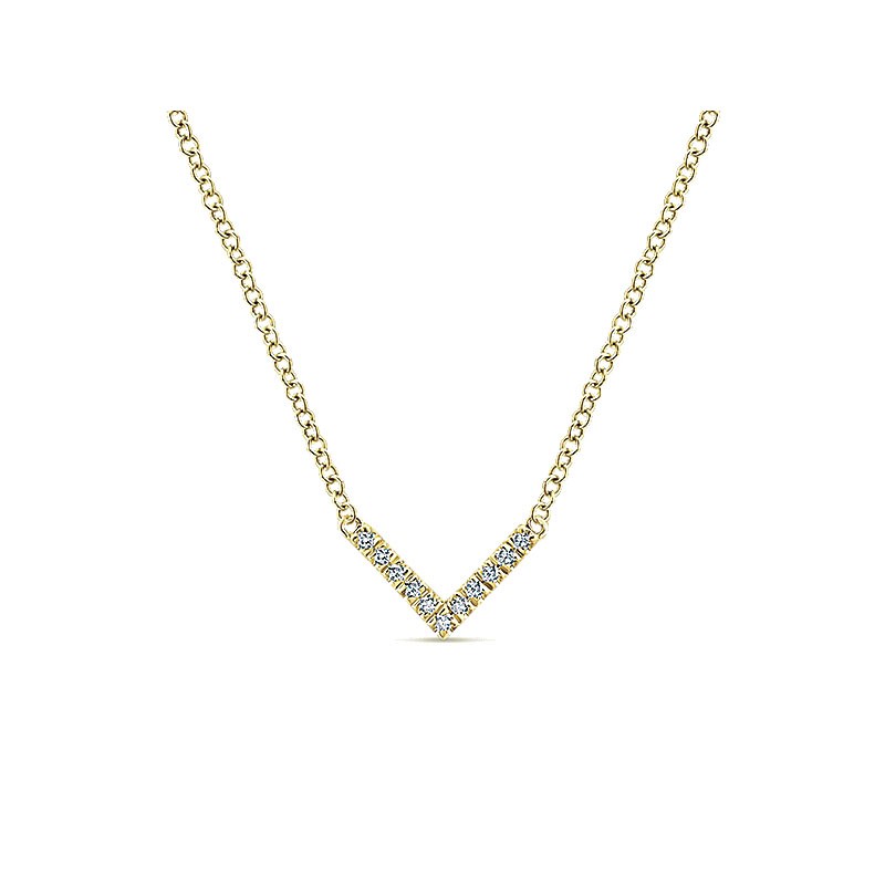 Gaby Necklace 14k Yellow Gold Diamond Bar