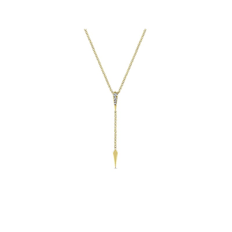 Gaby Necklace 14k Yellow Gold Diamond Petite Y Knots