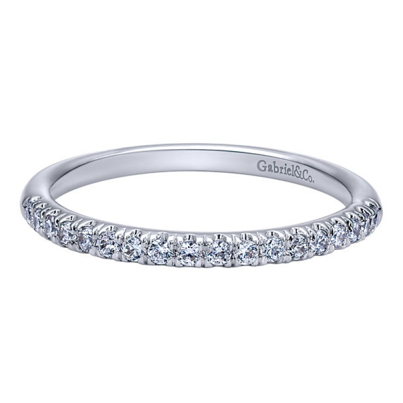 14k White Gold Diamond Straight Wedding Band