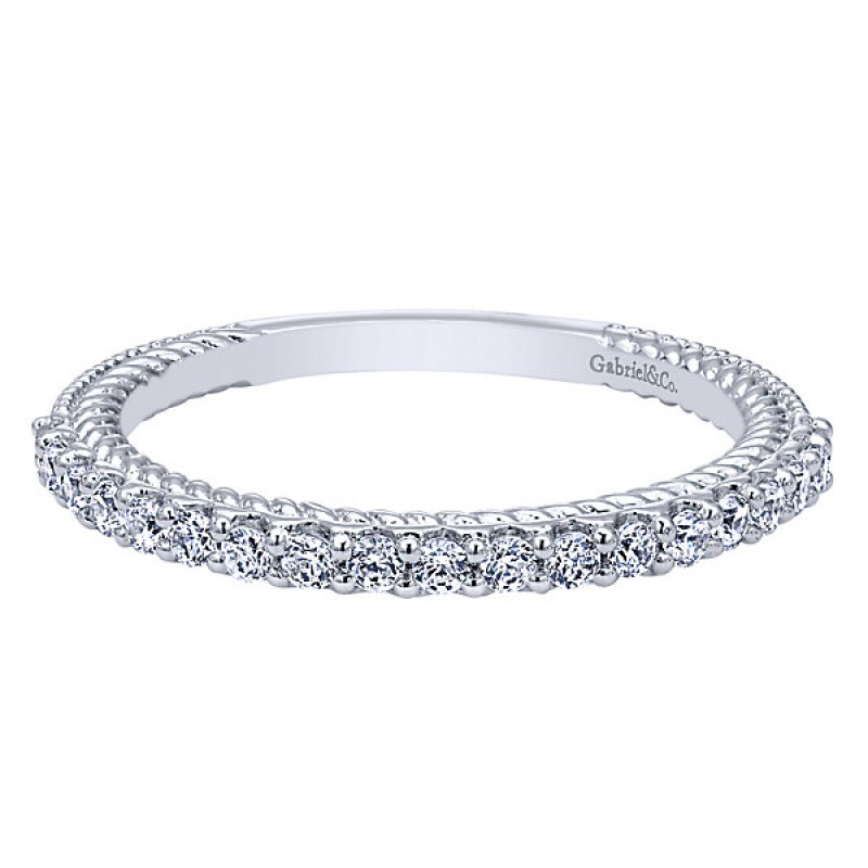 14k White Gold Diamond Straight Wedding Band