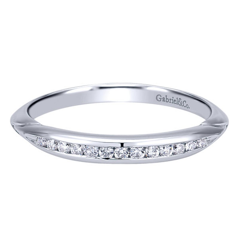 14k White Gold Diamond Straight Wedding Band