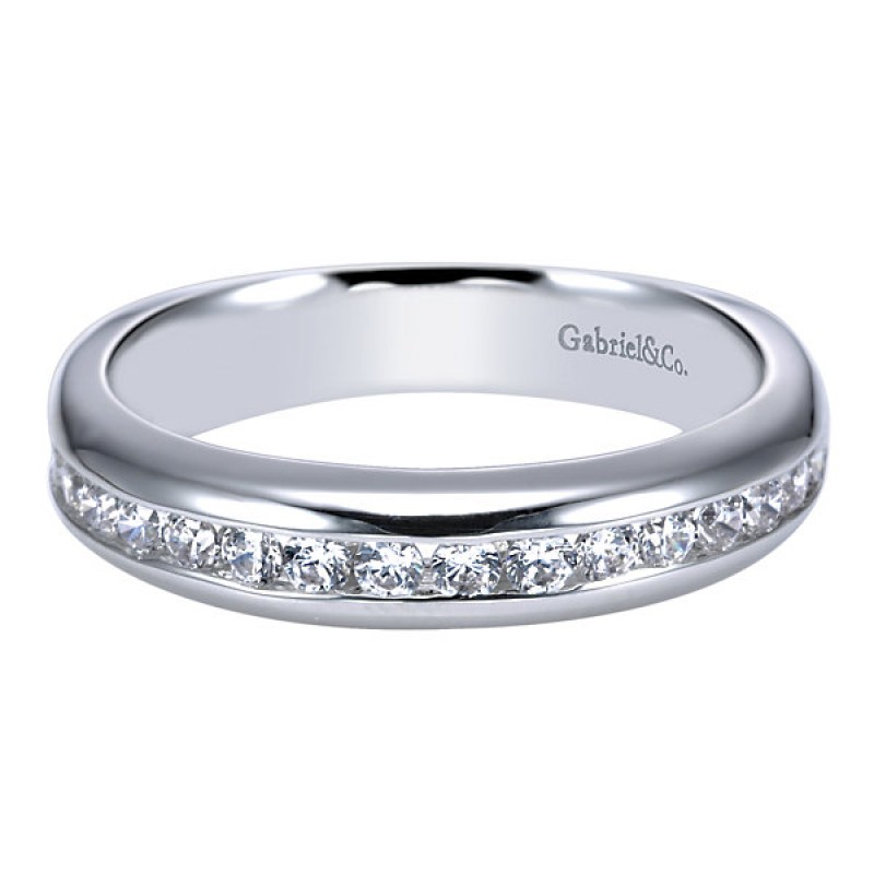 14k White Gold Diamond Straight Wedding Band