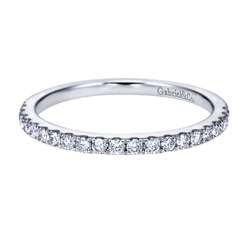 14k White Gold Diamond Straight Wedding Band