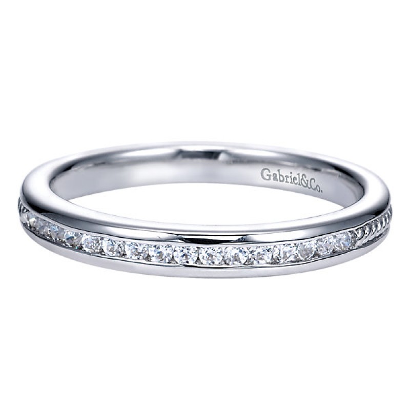 14k White Gold Diamond Straight Wedding Band