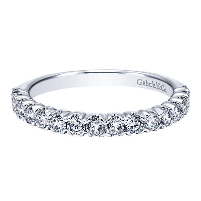 14k White Gold Diamond Straight Wedding Band