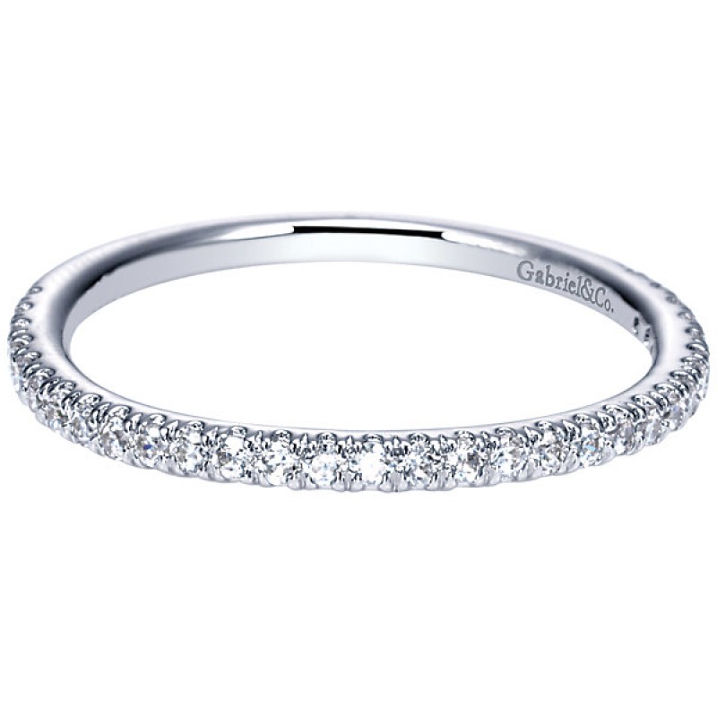 14k White Gold Diamond Straight Wedding Band