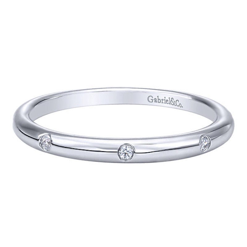 14k White Gold Diamond Straight Wedding Band