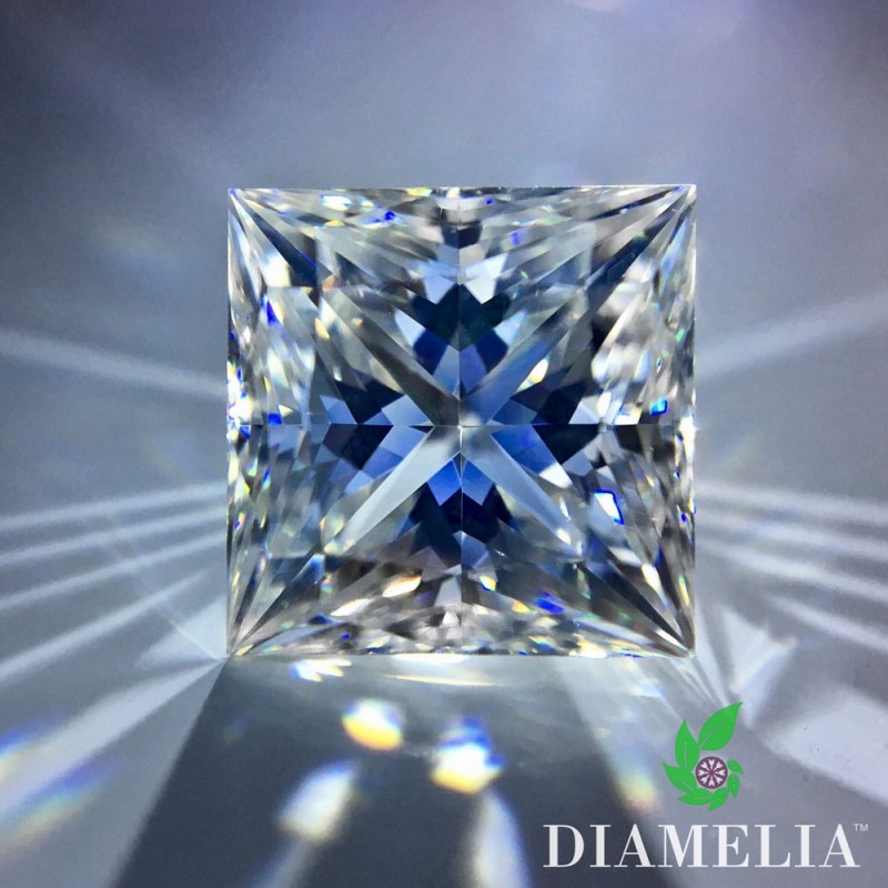 Princess Ideal Cut Diamelia Gem (4.39ct dew)
