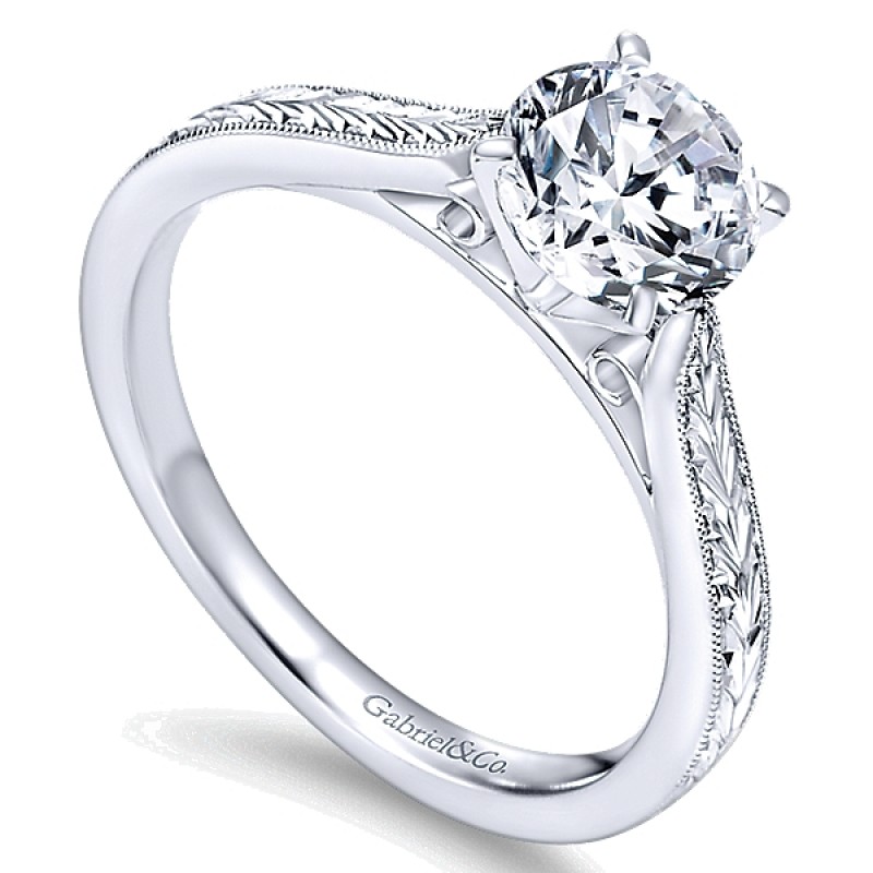 Milgrain solitaire hotsell engagement ring
