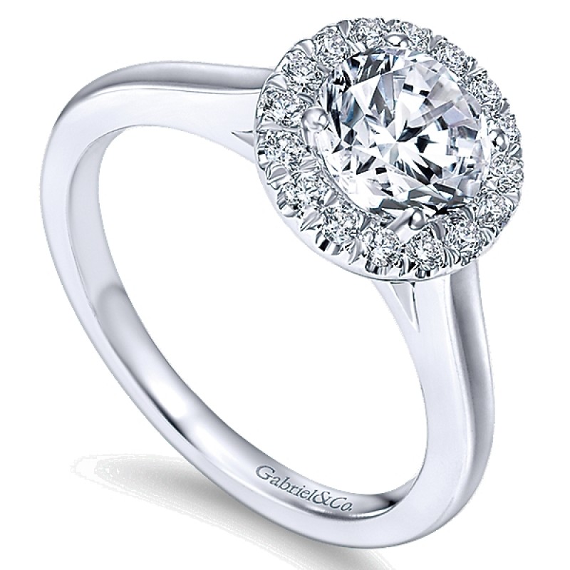14k Gold Diamond Pave Halo Engagement Ring ER7265