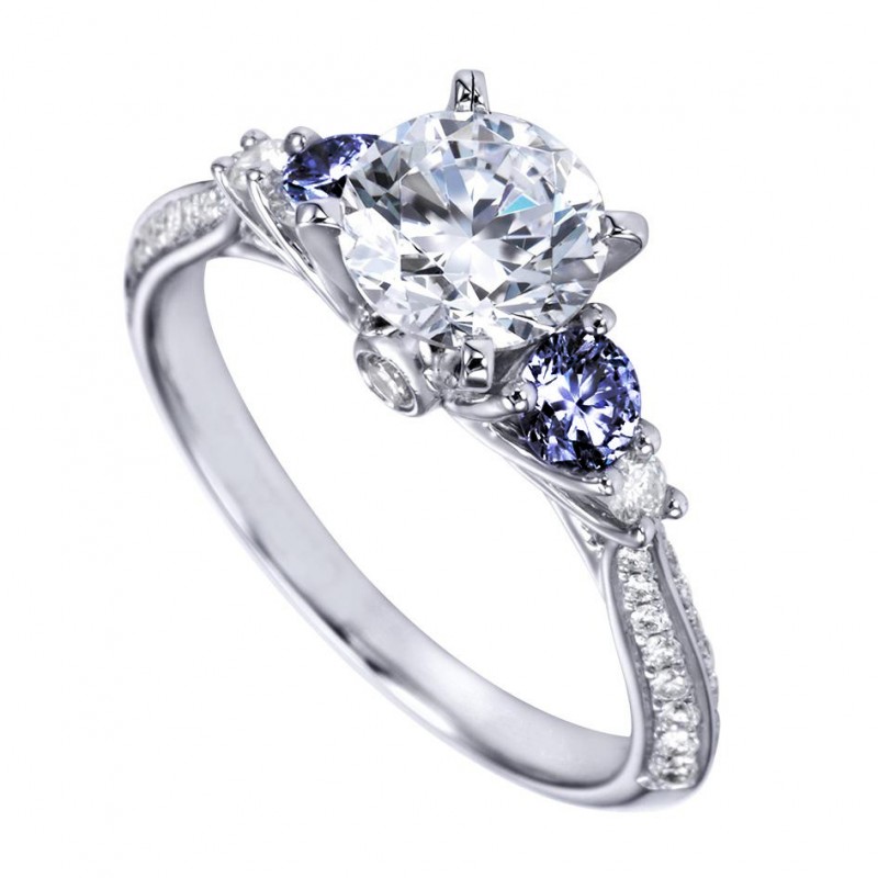 Customized ER7539W44JJ 14K Gold 3 Stone Engagement Ring