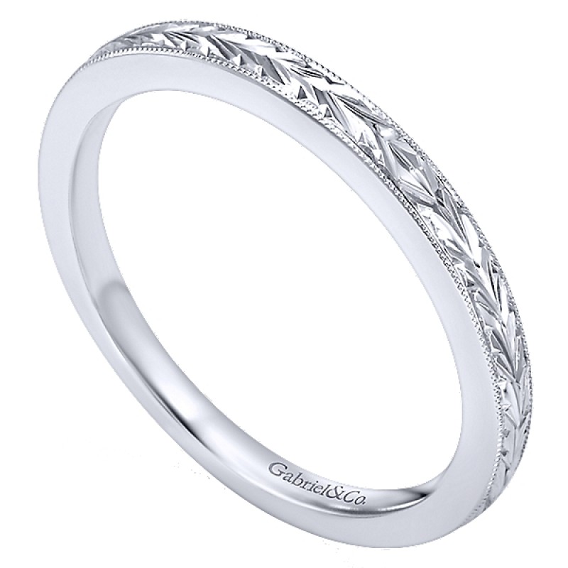 14K Gold Milgrain and Hand Etched Matching Band WB7223