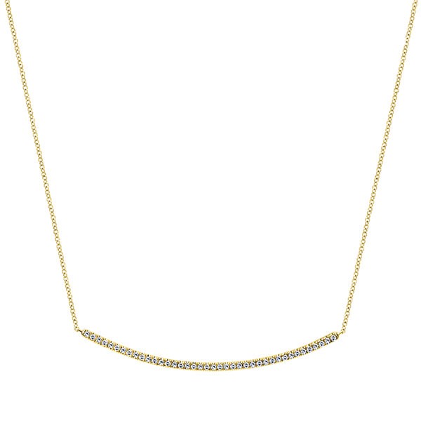 14k Yellow Gold Diamond Bar Necklace - Necklaces - Jewelry