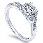 14k Gold Twisted Shank Diamond Halo Ring ER11828R3