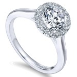 14k Gold Diamond Pave Halo Engagement Ring ER7265