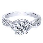 14k White Gold Diamond Criss Cross Engagement Ring