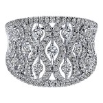 14k White Gold Diamond Intricate Wide Pave Band LR50661W45JJ