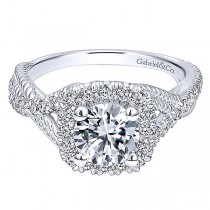 Gabriel & Co. 14k White Gold Diamond Riata and Pave Twist Halo Ring ER10060W44JJ