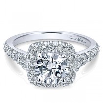 Gabriel & Co. 14k White Gold Graduating Pave Diamond Round Halo Ring ER10287W44JJ