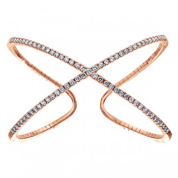 14k Pink Gold Diamond Bangle