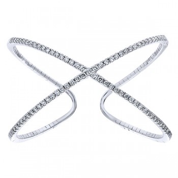 14k White Gold Diamond Bangle