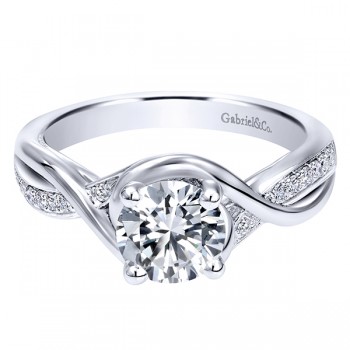 14k White Gold Diamond Criss Cross Engagement Ring